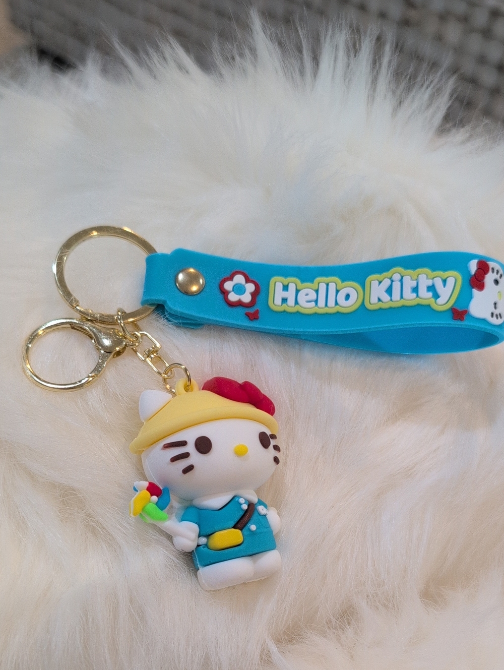 Hello Kitty Blue And Yellow Keychain Bag Charm
